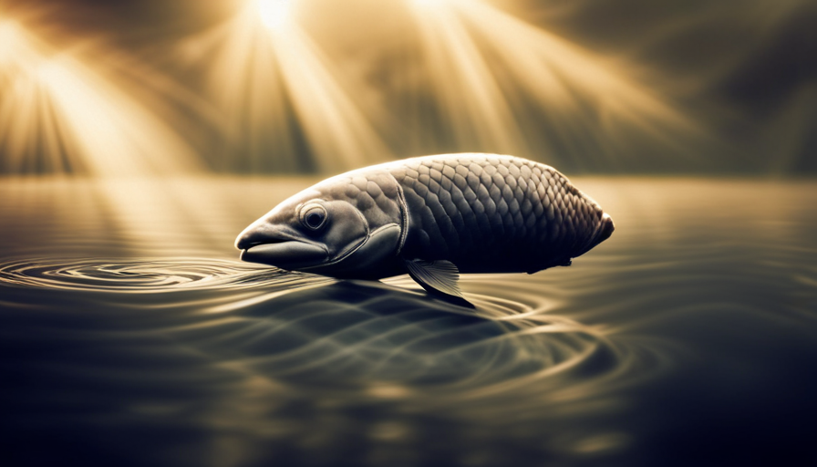 An image showcasing the majestic Mirror Carp, its distinct scales shimmering under sunlight as it gracefully swims through a tranquil pond, exemplifying the allure and beauty of this popular carp variety